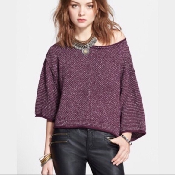 Free People Sweaters - Free People Under Your Spell Marled Purple Sweater Size Medium